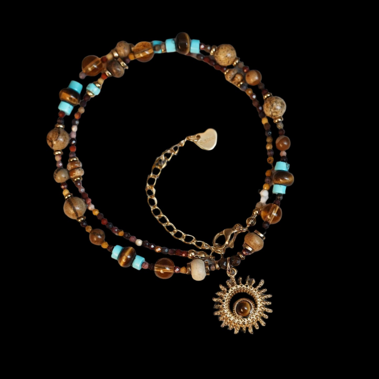 Tibetan Handmade Beaded Necklace – Vintage Design with Sun Pendant