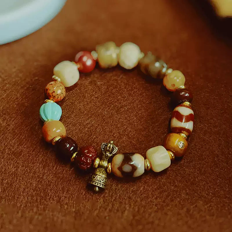 Punk Monk® Gemstone Prayer Bracelet with Vajra & Dzi Bead