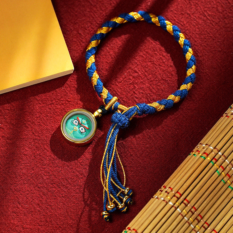 Braids of the Sacred® Tibetan Dragon Scale Knot Five Deity Eye Bracelet
