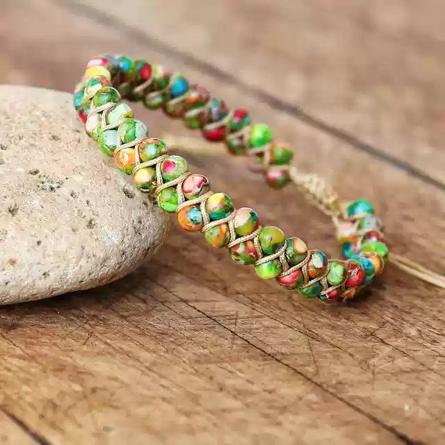 Pastel Reverie® Tibetan Double Layer Bracelet with Natural Stone & Hand-Knotting