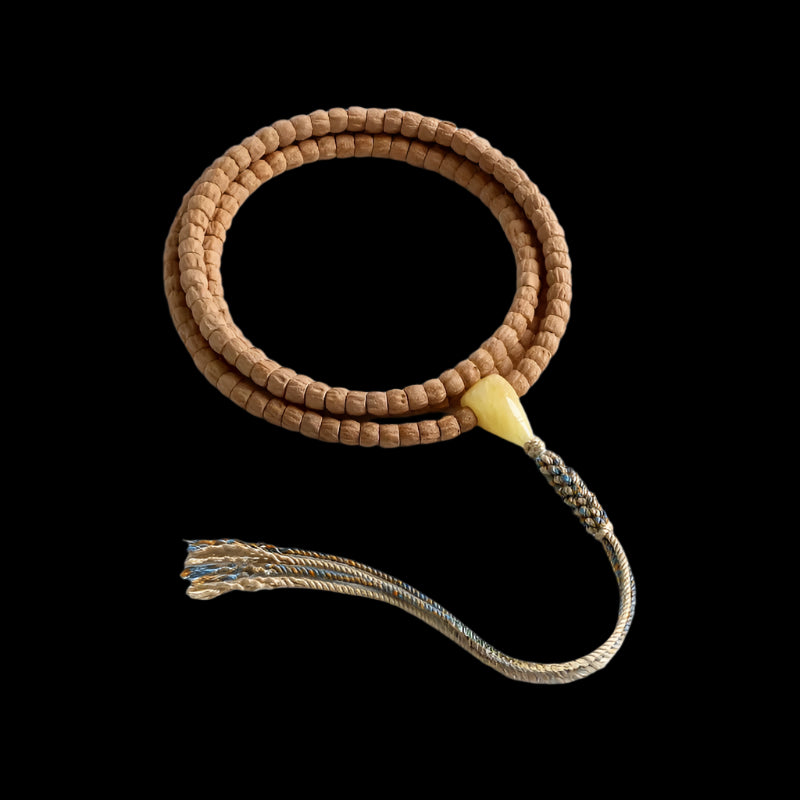 108-Count Baixiangzi Mala with Beeswax Amber