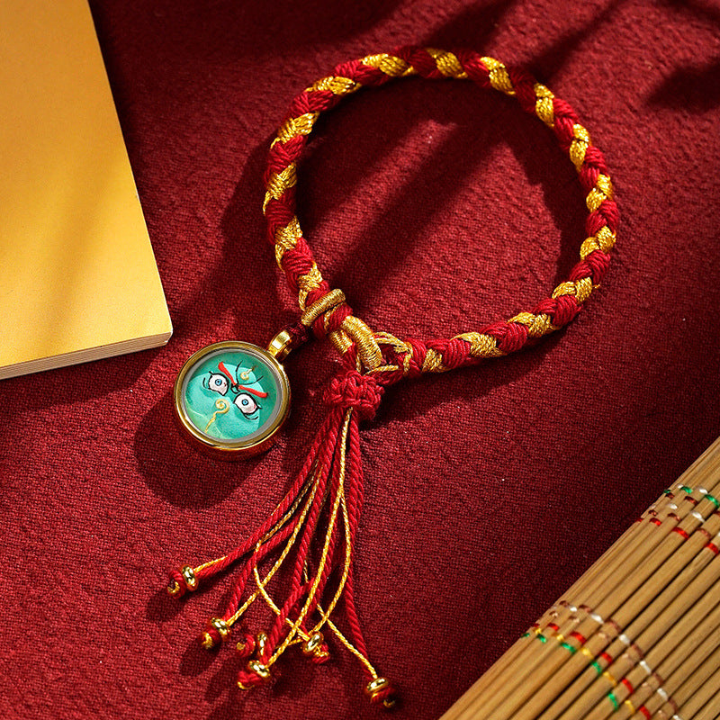 Braids of the Sacred® Tibetan Dragon Scale Knot Five Deity Eye Bracelet