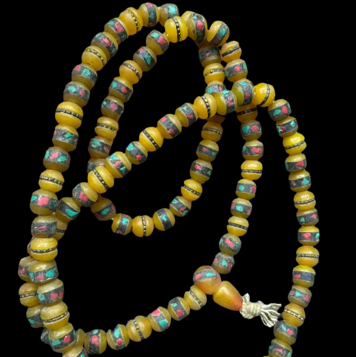 Veins of the Earth® Tibetan Ox Bone 108 Beads Mala with Resin Inlays