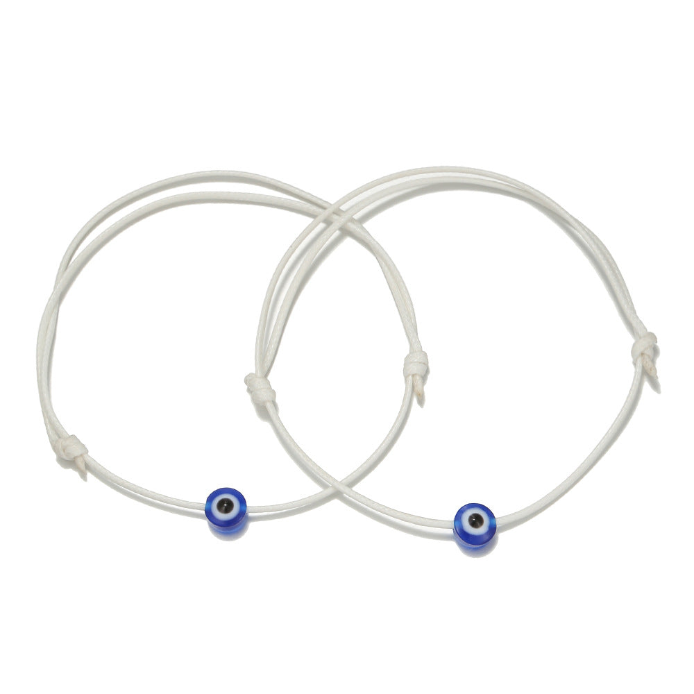 Adjustable Evil Eye Cord Bracelets Set – Handwoven String (2pcs)