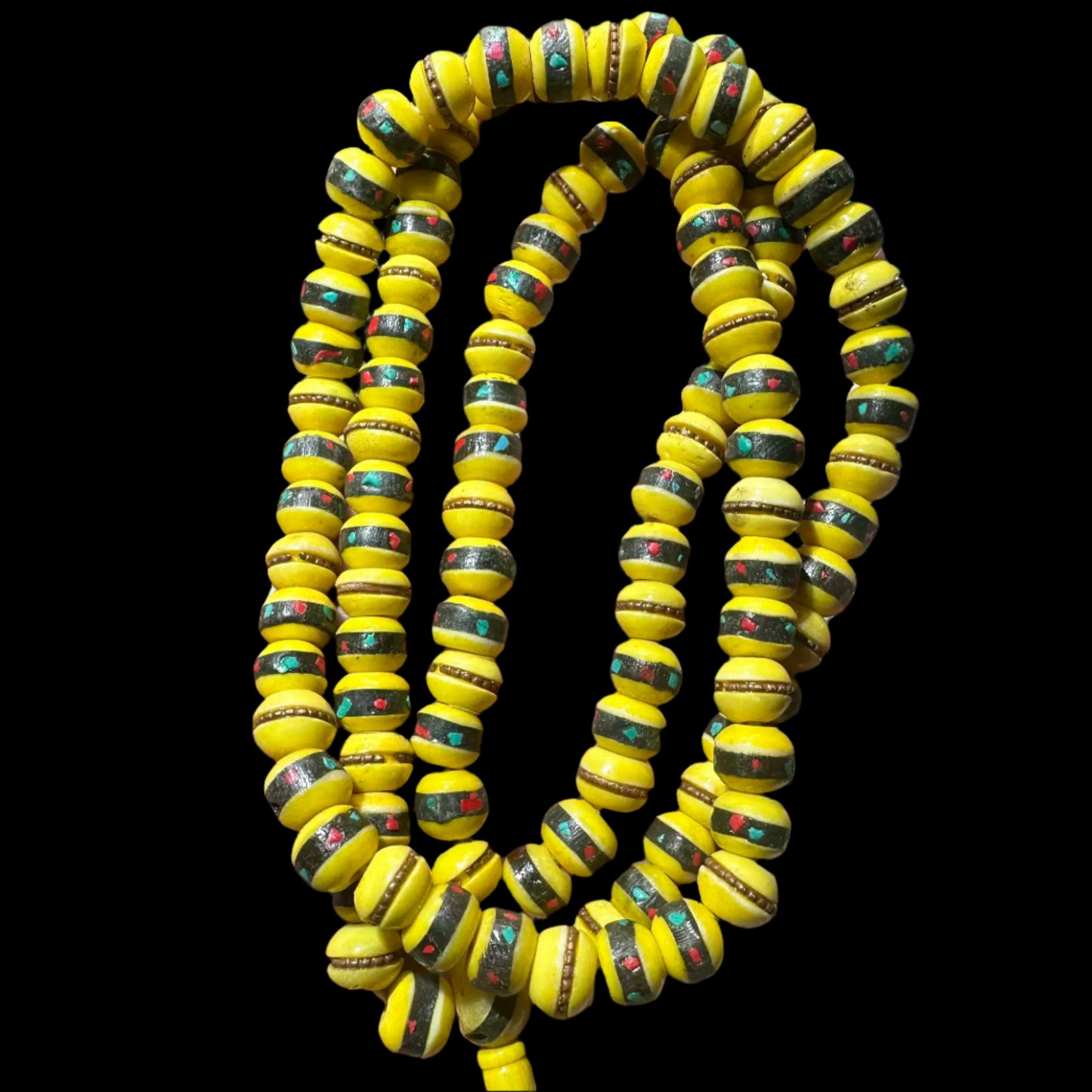 Veins of the Earth® Antique Ox Bone 108 Beads Mala with Copper Inlay