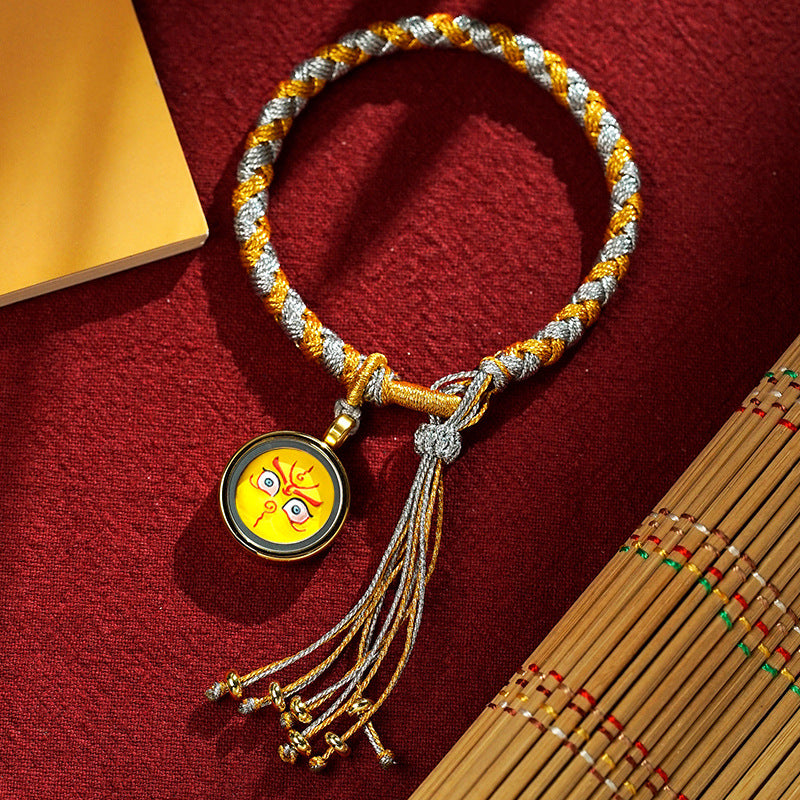 Braids of the Sacred® Tibetan Dragon Scale Knot Five Deity Eye Bracelet