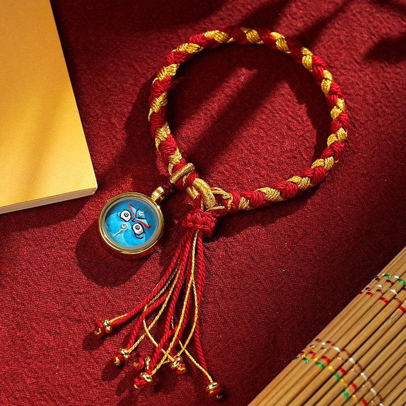 Braids of the Sacred® Tibetan Dragon Scale Knot Five Deity Eye Bracelet