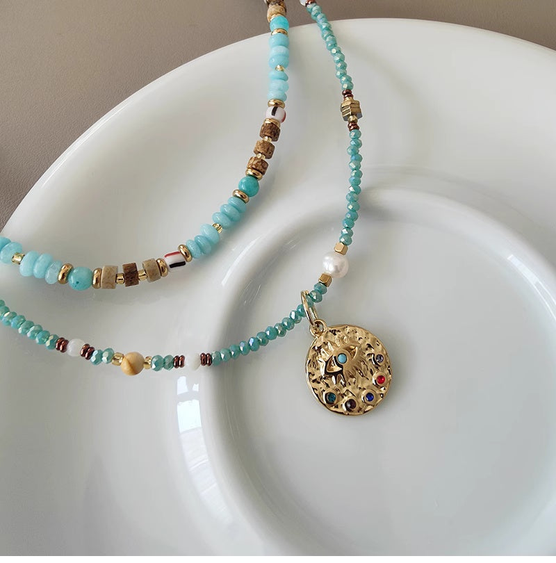 Pastel Reverie® Amazonite Beaded Necklace with Charm