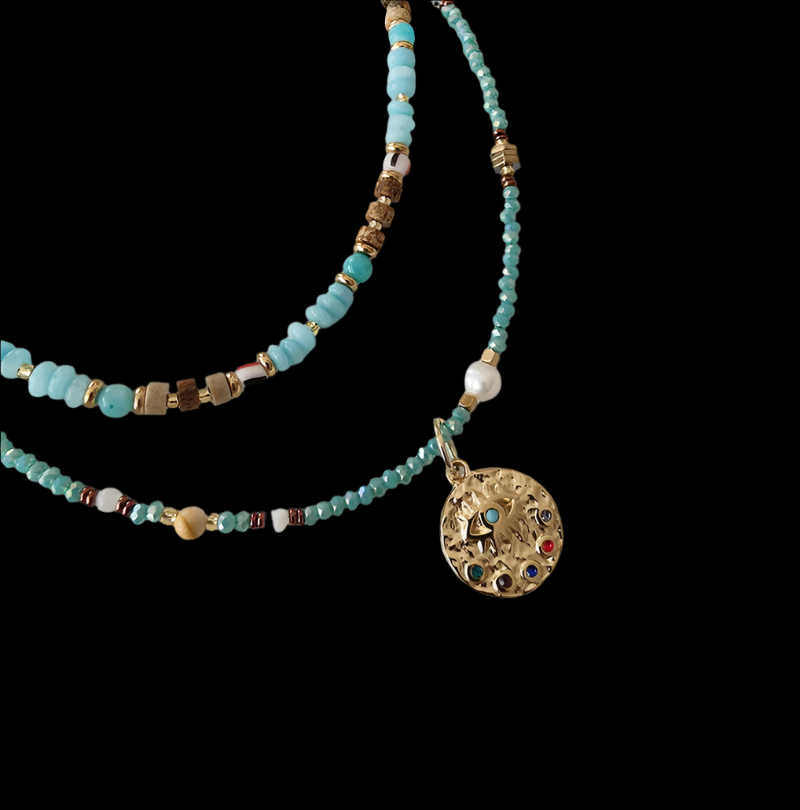 Pastel Reverie® Amazonite Beaded Necklace with Charm
