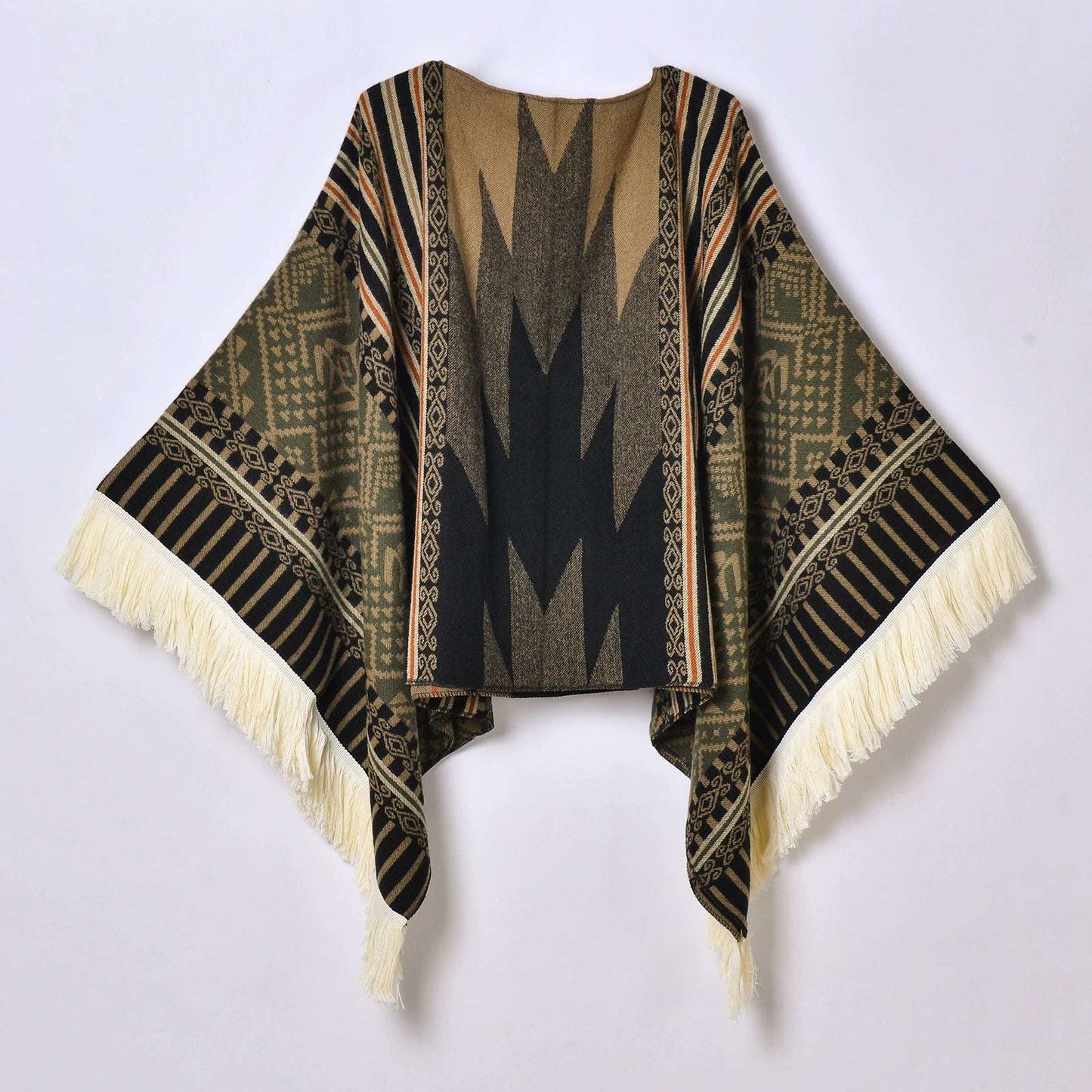 Tibetan Ethnic Fringed Shawl Cape – A Blend of Tradition and Spiritual Elegance