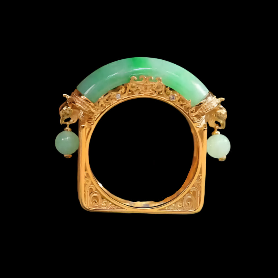 Garden of Empresses® Green Jade Saddle Ring