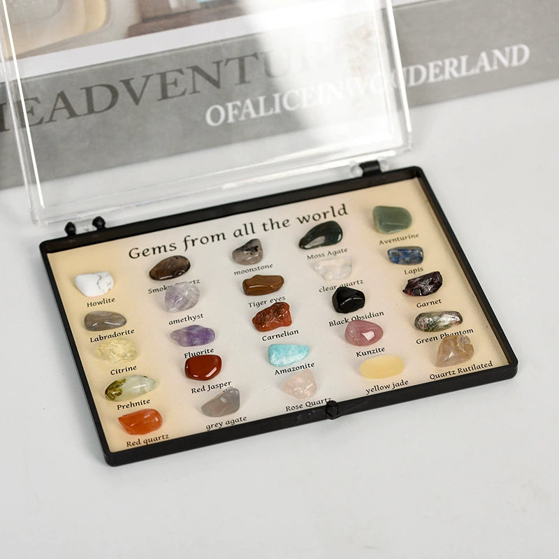 Global Gemstone Collection – 20 Natural Stones for Spiritual Healing & Meditation Display
