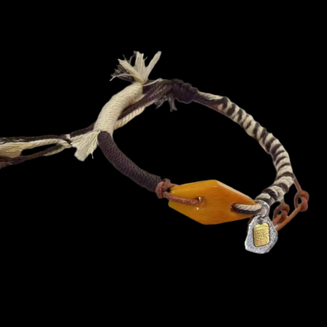 Tibetan Hand-Knotted Bracelet with Aged Bone Beads & Zakiram Charm