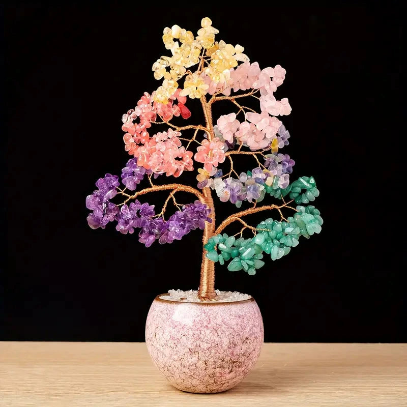 Feng Shui Crystal Money Tree – Seven Chakra Gemstone Bonsai Décor