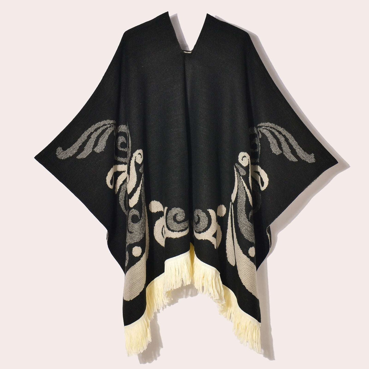 Tibetan Ethnic Fringed Shawl Cape – A Blend of Tradition and Spiritual Elegance