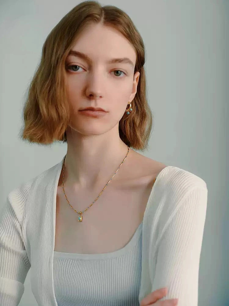 Pastel Reverie® Turquoise & Carnelian Beaded Hoop Earrings