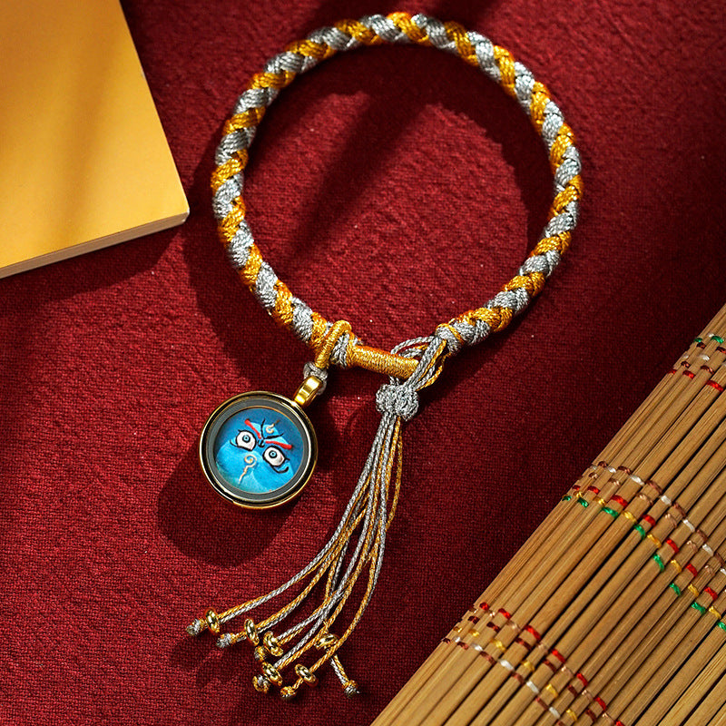 Braids of the Sacred® Tibetan Dragon Scale Knot Five Deity Eye Bracelet