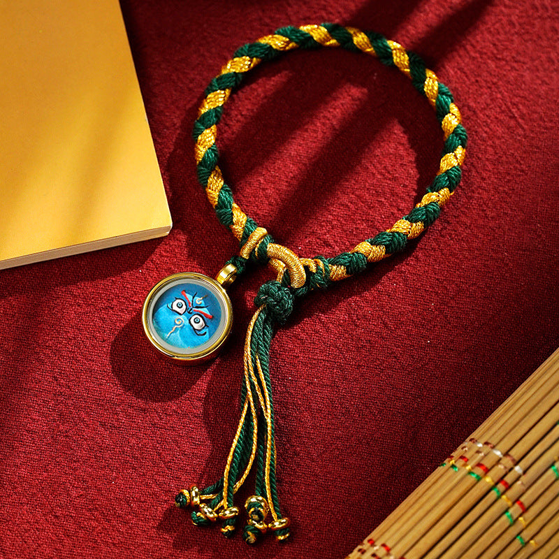Braids of the Sacred® Tibetan Dragon Scale Knot Five Deity Eye Bracelet
