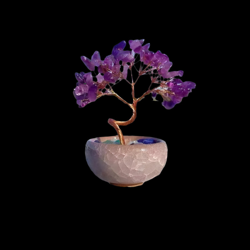 Feng Shui Crystal Money Tree – Wealth & Harmony in Ceramic Bowl