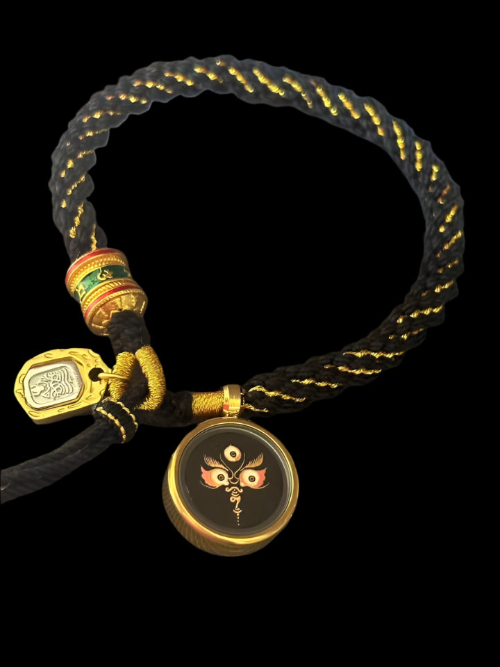 Braids of the Sacred® Tibetan Thangka Handwoven Bracelet with Six-Syllable Mantra and Protective Charms