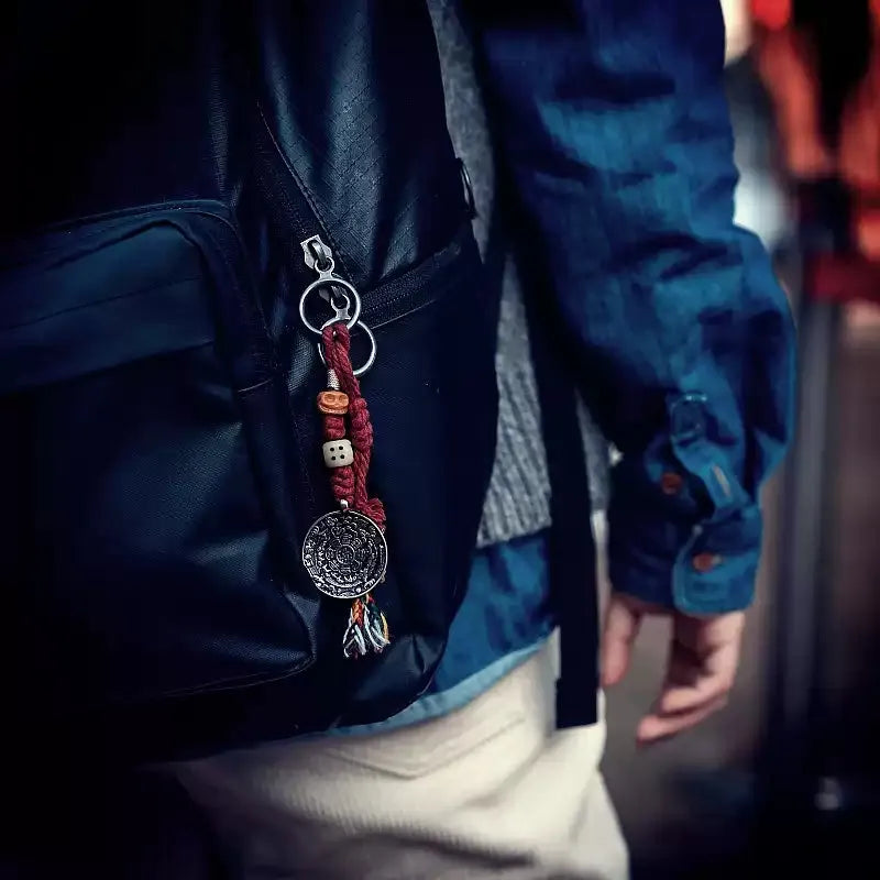 Tibetan Handcrafted Knot Pendant with Bronze Coin