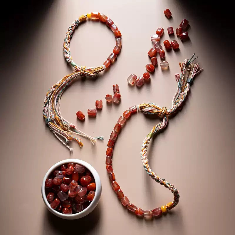 Tibetan Braided Bracelet with Southern Red Agate Beads
