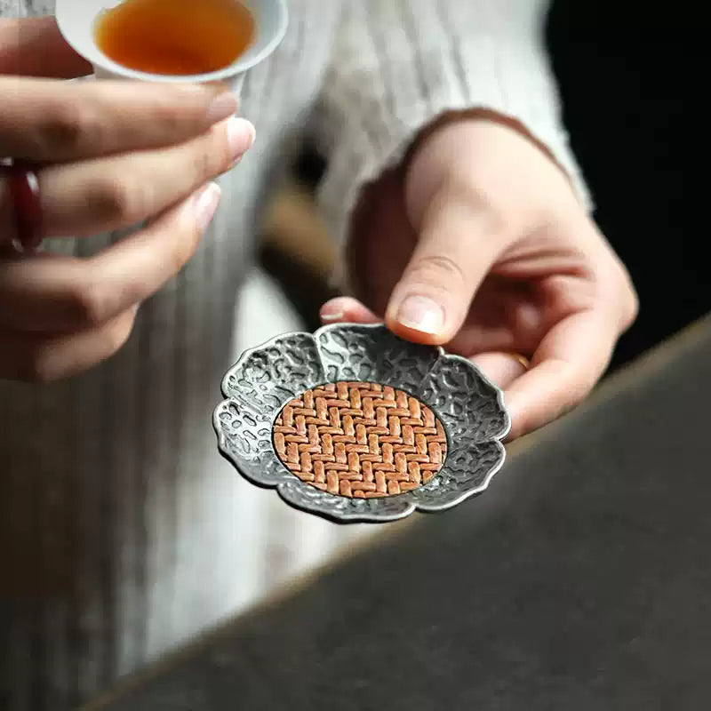 Zen Bamboo & Metal Tea Coasters – Mindful Set for Ceremony & Balance