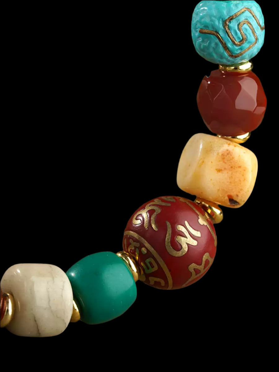 Punk Monk® Tibetan Multigemstone Bracelet with Yak Bone