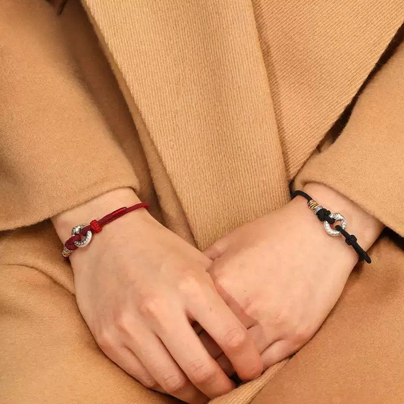 Sterling Silver Snake Amulet Bracelet – Red Cord Luck Charm for New Year