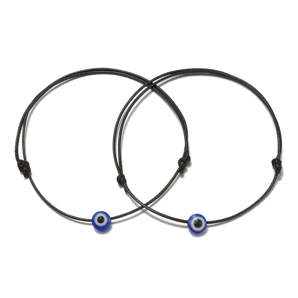 Adjustable Evil Eye Cord Bracelets Set – Handwoven String (2pcs)