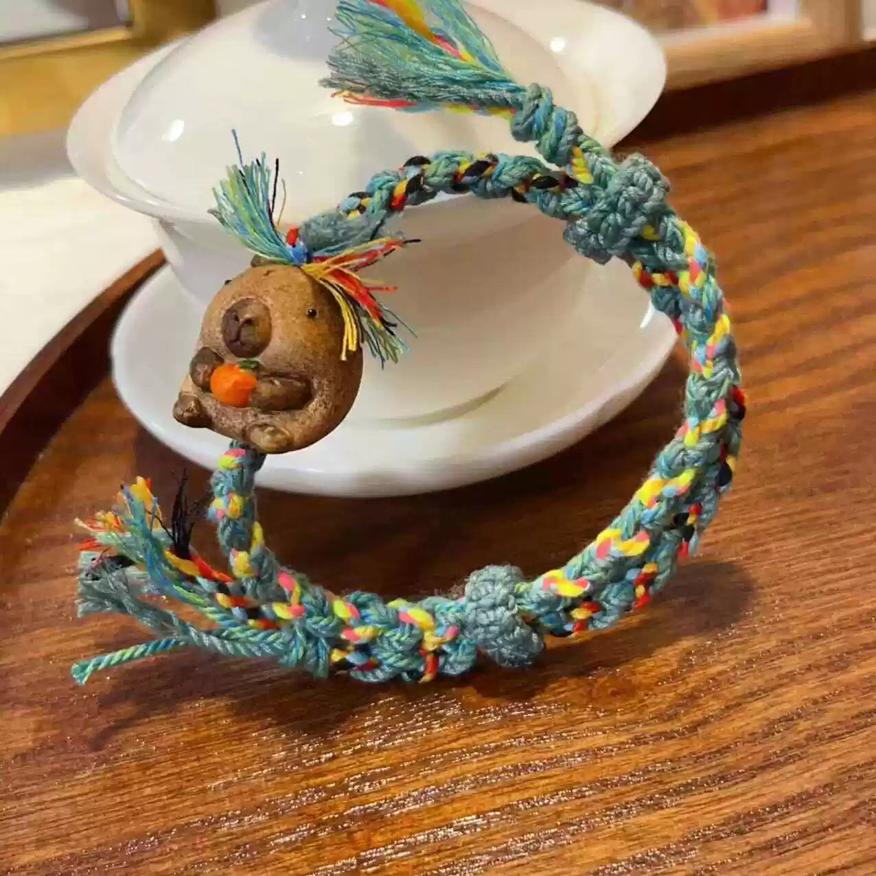 Funky Punky® Tibetan Knot Bracelet with Carved Capybara Charm
