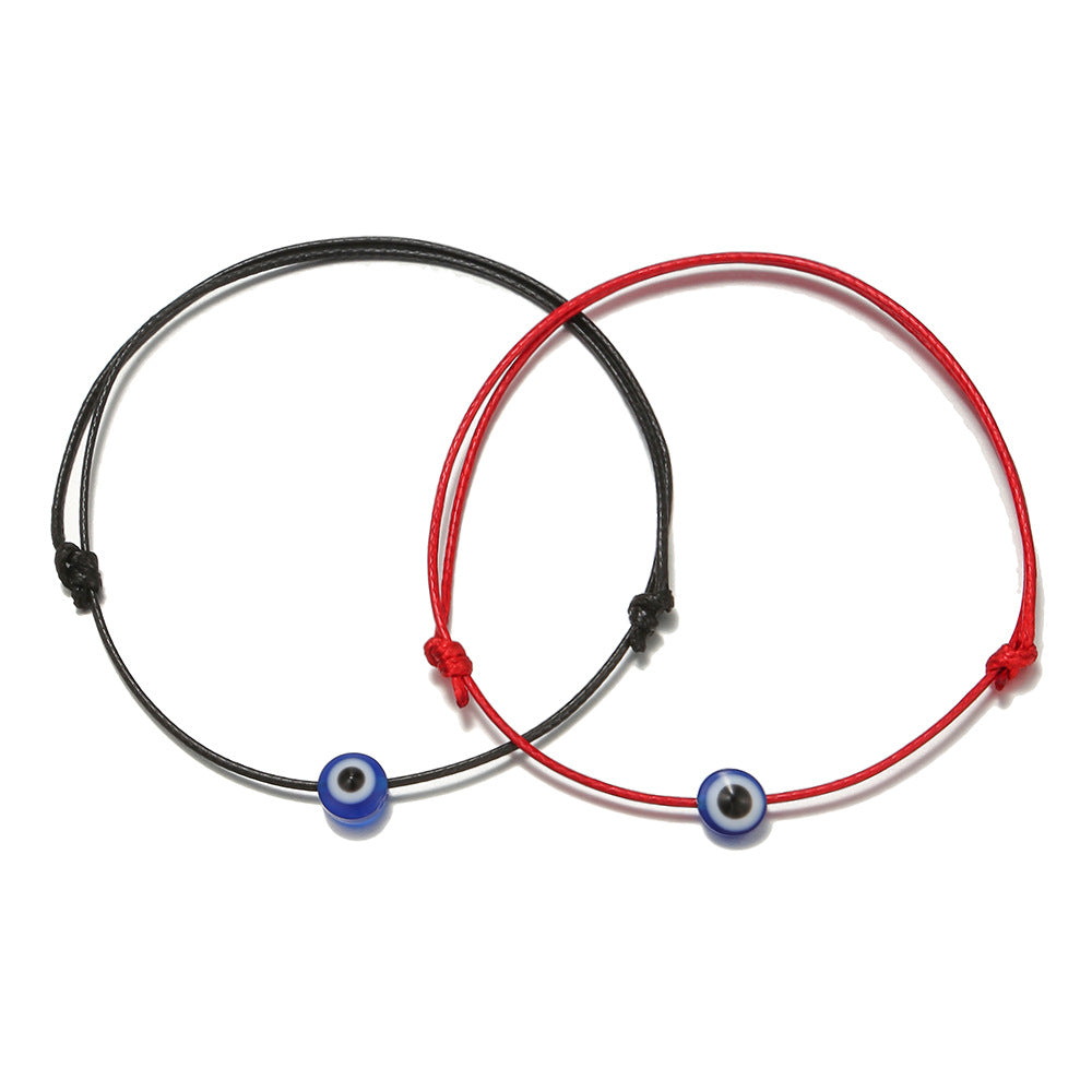 Adjustable Evil Eye Cord Bracelets Set – Handwoven String (2pcs)