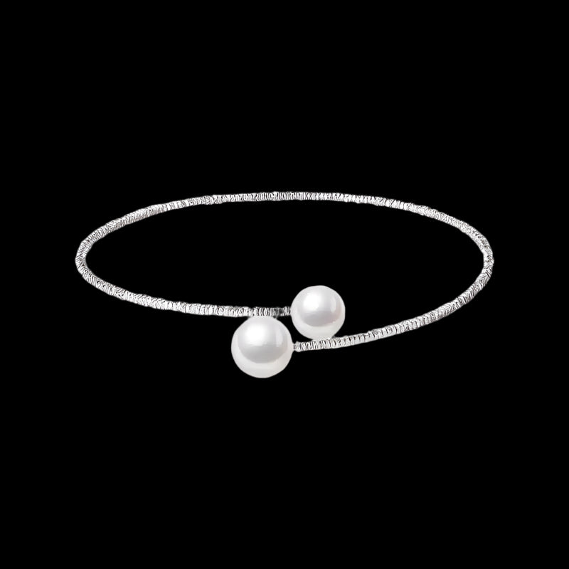 Tibetan Silver Beaded Necklace with Simulated Pearls for Elegance and Balance
