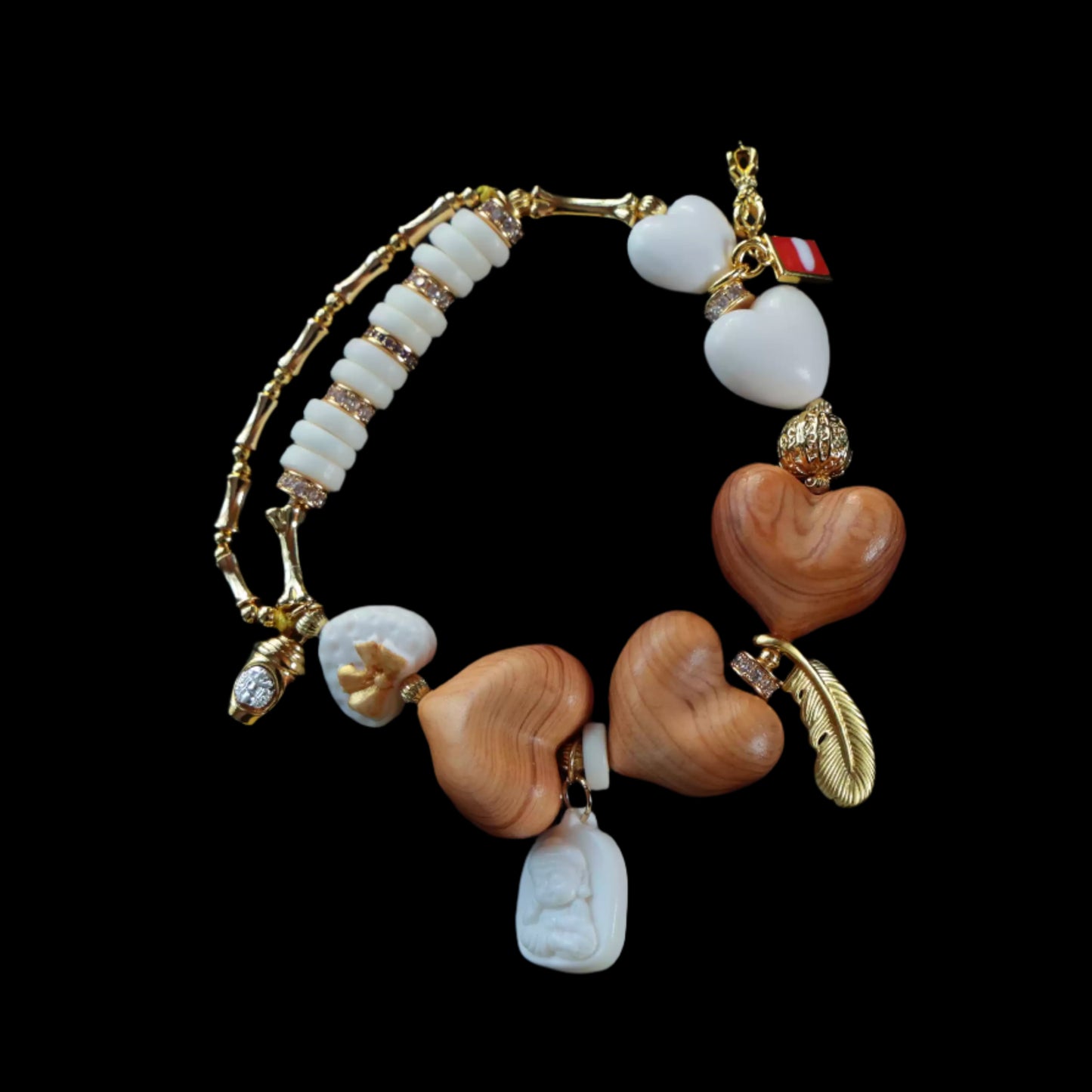 Funky Punky® Tibetan Cypress Peach Heart Bracelet with Bodhi Accents