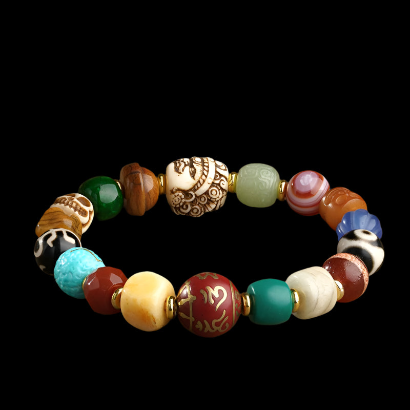 Punk Monk® Tibetan Multigemstone Bracelet with Yak Bone