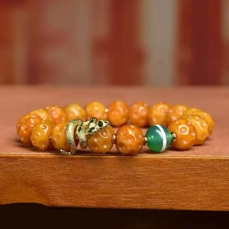 Circle of Life® Tibetan Yak Bone Bracelet with Snake Charm & Agate