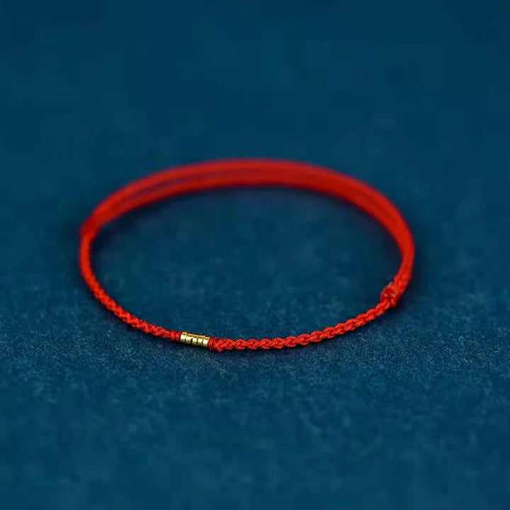 Chinese Blessing Bracelet - Braided Nylon with Sand Gold Beads for Luck & Protection