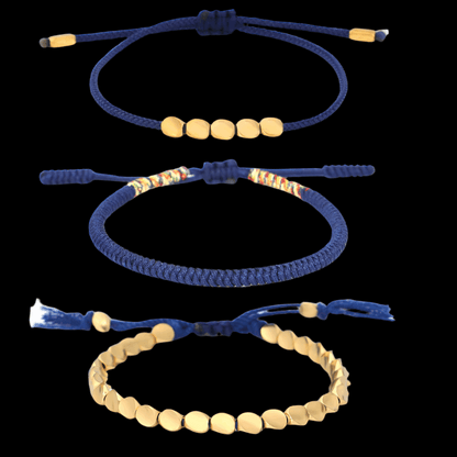 Tibetan Dark Blue Bracelet Set – Vajra Knot Handwoven Bracelet