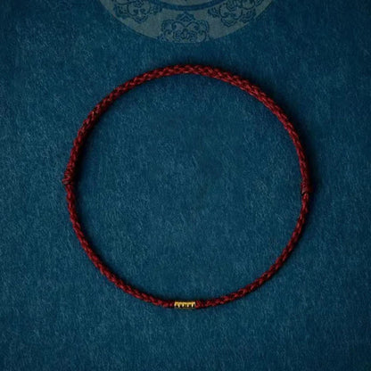 Chinese Blessing Bracelet - Braided Nylon with Sand Gold Beads for Luck & Protection