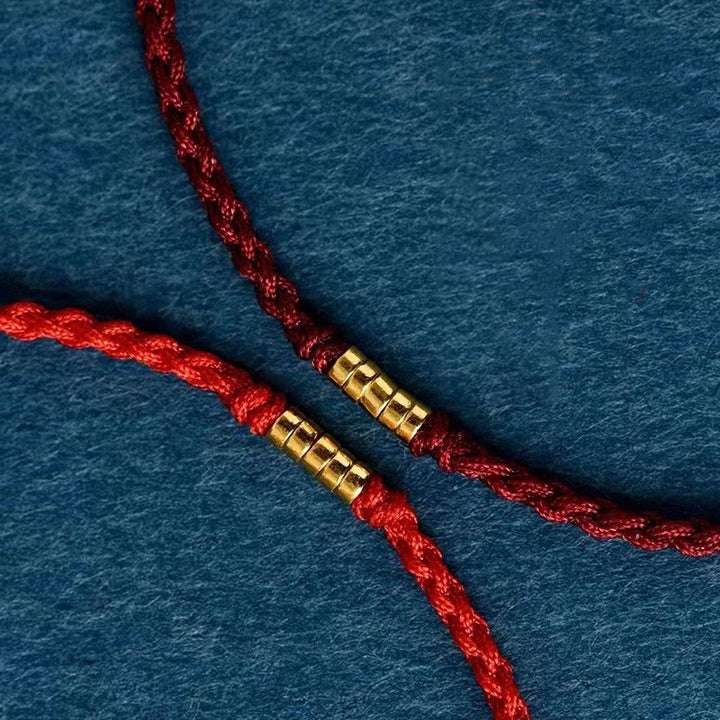 Chinese Blessing Bracelet - Braided Nylon with Sand Gold Beads for Luck & Protection