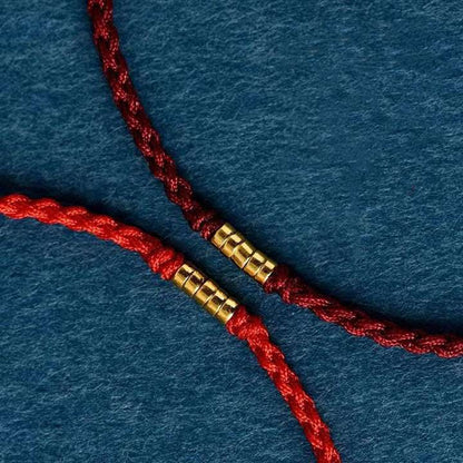 Chinese Blessing Bracelet - Braided Nylon with Sand Gold Beads for Luck & Protection
