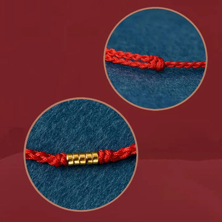 Chinese Blessing Bracelet - Braided Nylon with Sand Gold Beads for Luck & Protection