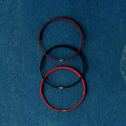 Chinese Blessing Bracelet - Braided Nylon with Sand Gold Beads for Luck & Protection