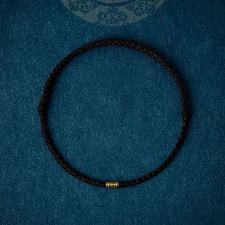 Chinese Blessing Bracelet - Braided Nylon with Sand Gold Beads for Luck & Protection