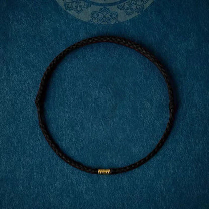 Chinese Blessing Bracelet - Braided Nylon with Sand Gold Beads for Luck & Protection