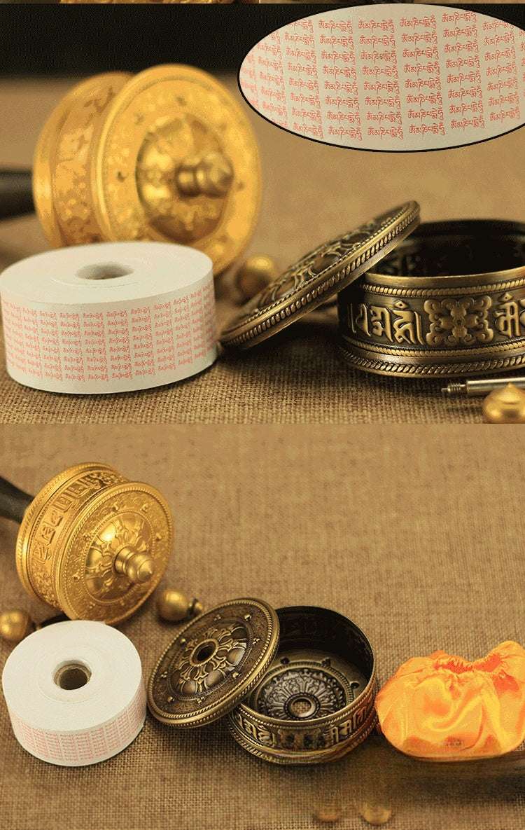 Authentic Tibetan Six-Syllable Mantra Prayer Wheel