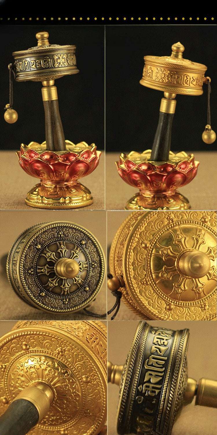 Authentic Tibetan Six-Syllable Mantra Prayer Wheel