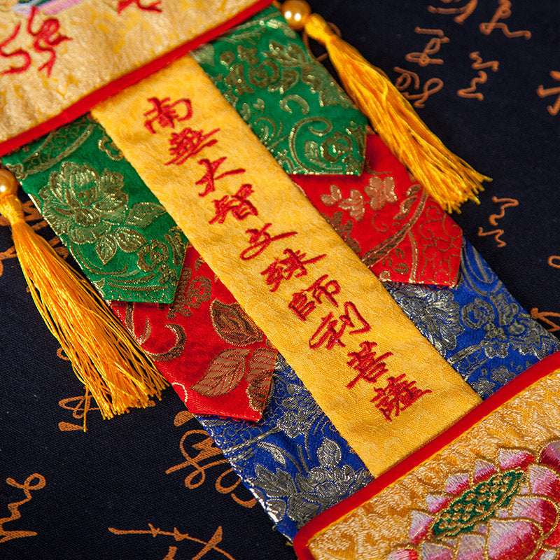 Sacred Tibetan Prayer Flags Embroidered with Six Bodhisattvas