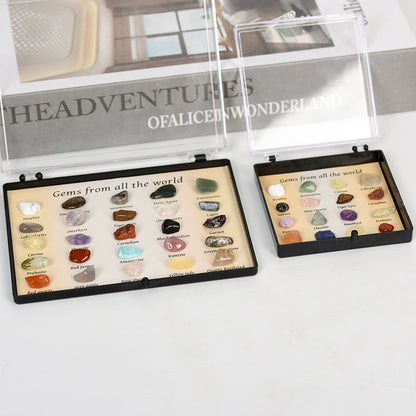 Global Gemstone Collection – 20 Natural Stones for Spiritual Healing & Meditation Display