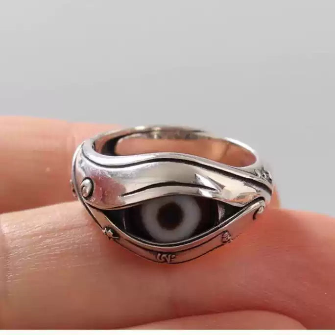 Third Eye Armor® Tibetan Eye Dzi Ring with Snake Motif Setting